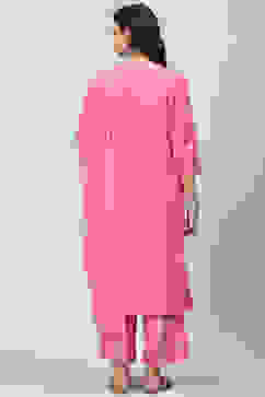 Blush Pink Straight Kurta Palazzo Suit Set image number 5