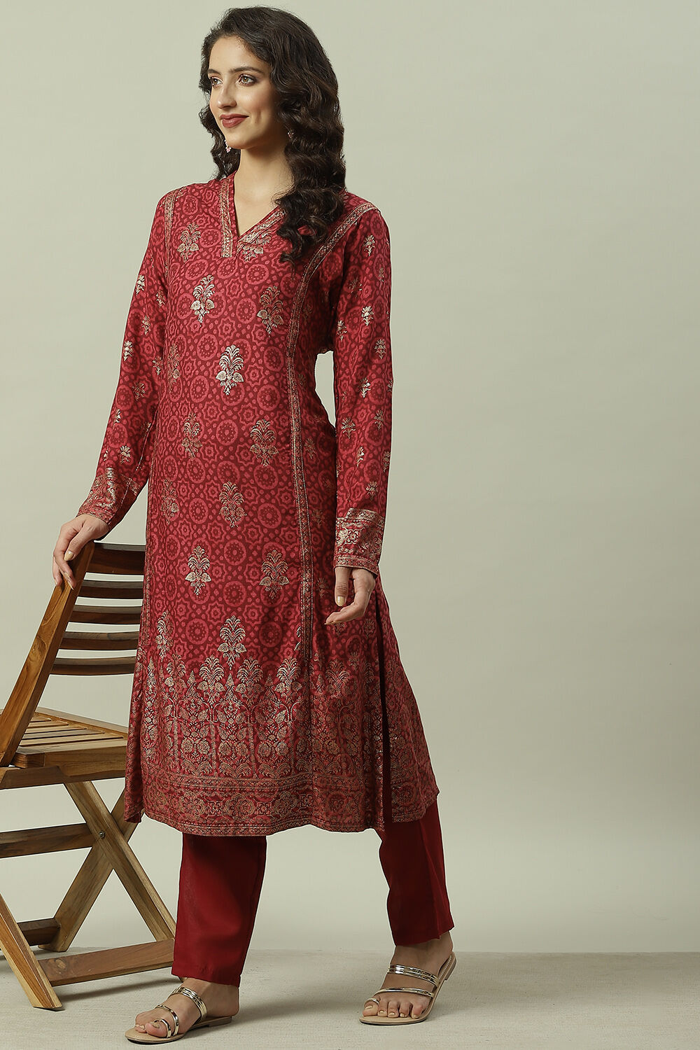 Green Rayon Straight Printed Kurta image number 5