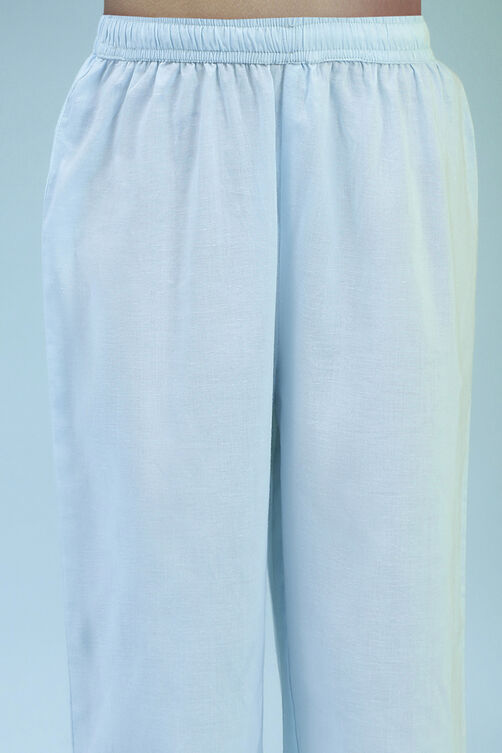 Sky Blue Cotton Front-open Suit Set image number 2