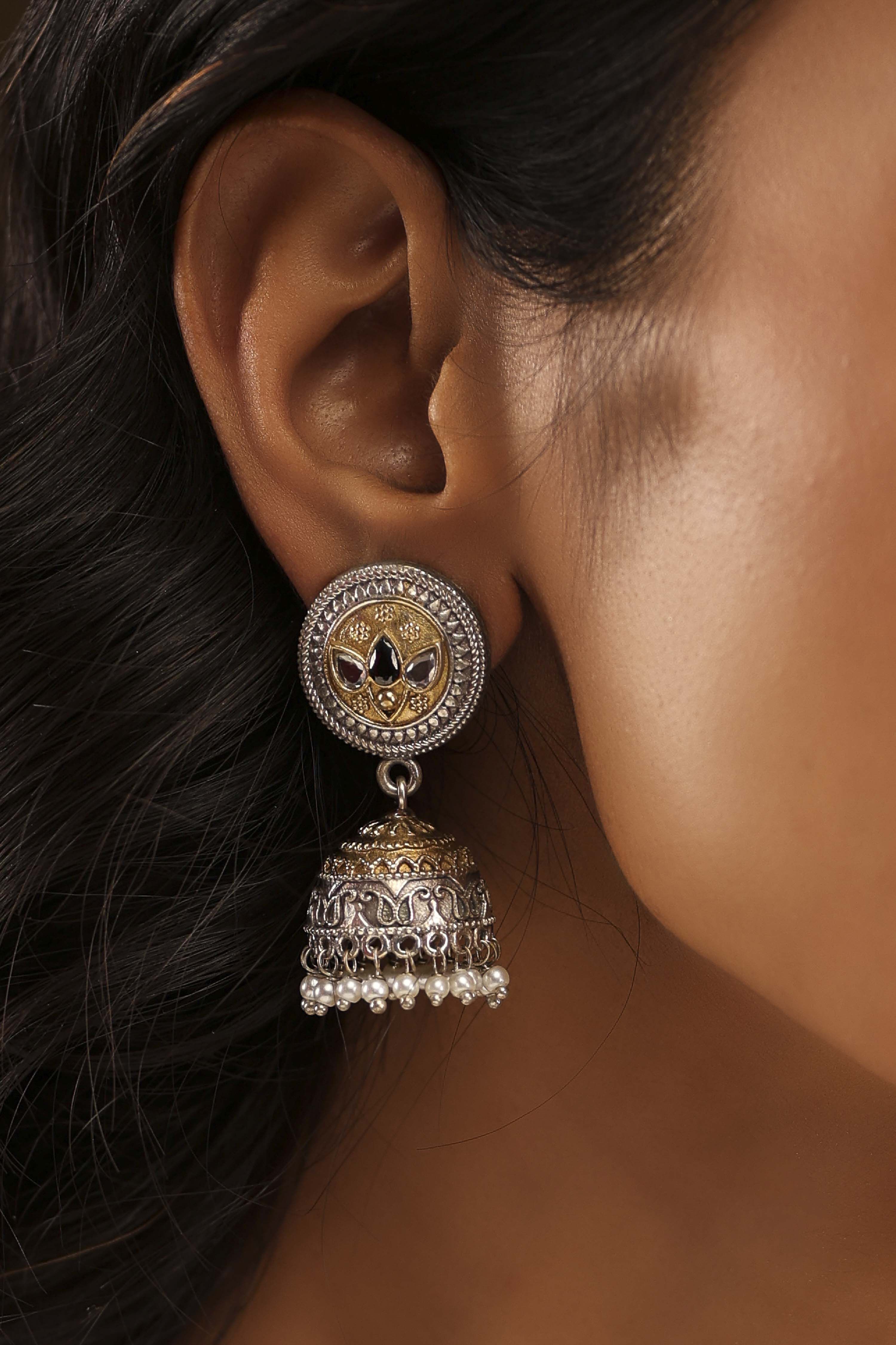 Oxidised Gold Earrings image number 1