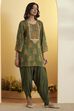 Green Viscose Rayon Straight Kurta Pants Set image number 2