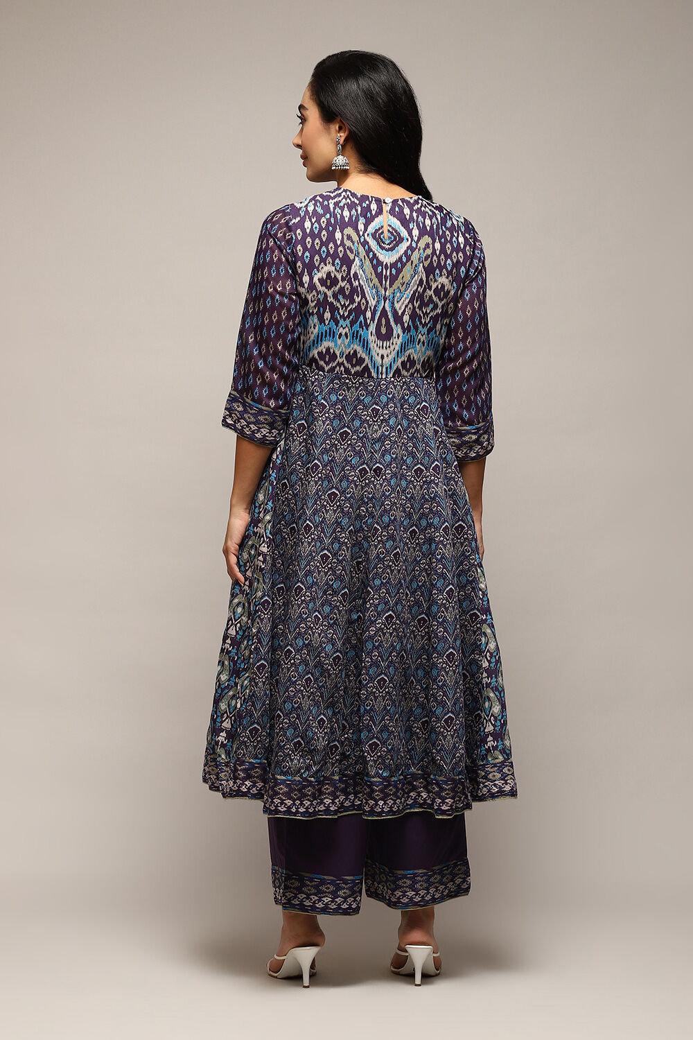Indigo Cotton Anarkali Kurta Palazzo Suit Set image number 4