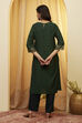 Green Viscose Blend Straight Kurta image number 4