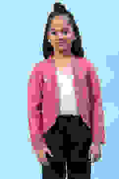 Pink Acrylic Blend Front Open Shrug image number 5