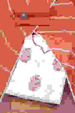 Red Cotton Hand Block Print Unstitched Suit Set image number 0