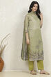Green Cotton Unstitched Suit Set image number 6