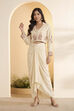 Ivory Viscose Rayon Embroidered Layered Fusion Set image number 0