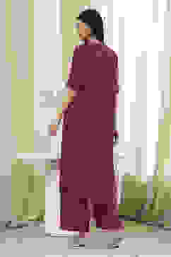 Purple Solid Straight Kurta Set image number 4