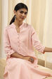 Burgundy Cotton Blend Solid Straight Kurta image number 1
