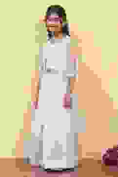 White Polyester Dyed Kalidar Lehenga Set image number 3