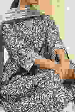 Indigo Cotton Printed Gathered Suit Set image number 1