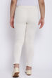 Off White Cotton Lycra Solid Leggings image number 4