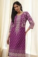Purple Cotton Printed Straight Kurta image number 6