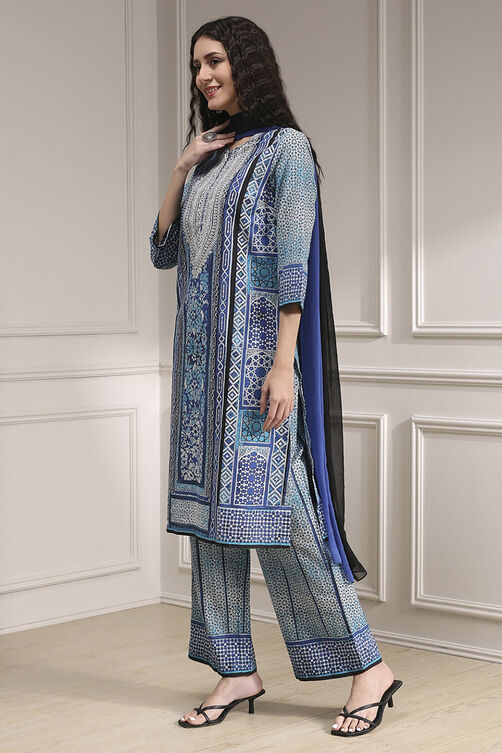 Brown Cotton Printed Straight Suit Set image number 3