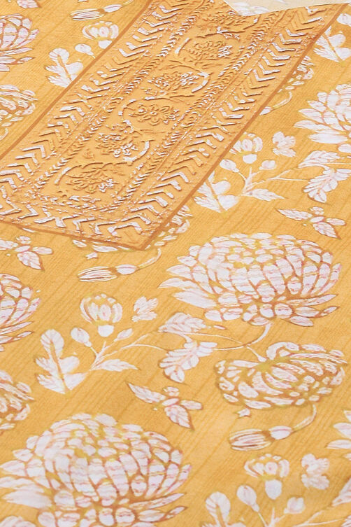 Mustard Cotton Blend Digital Print Unstitched Suit Set image number 2