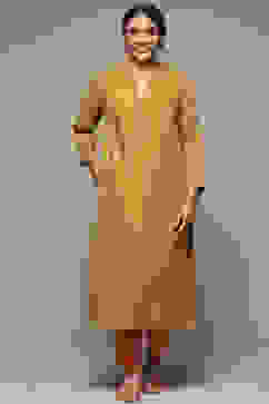 Olive Pink LIVA Straight Yarndyed Kurta image number 5