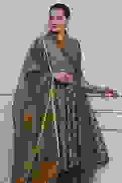 Brown Cotton Anarkali Yarndyed Suit Set image number 7