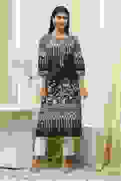 Black Cotton Printed Straight Kurta image number 0