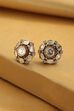 White Brass Gold-Plated Floral Stud Earrings image number 0