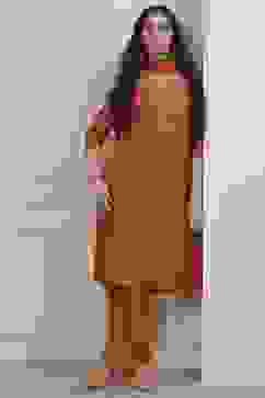 Orange Modal Straight Suit Set image number 0