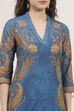 Blue Cotton A-Line Printed Kurta image number 1