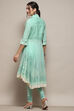 White Cotton Asymmetric Anarkali & Churidar Suit Set image number 5