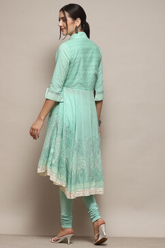 Light Green Kota Asymmetric Suit set image number 5
