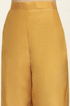 Mustard Chanderi Unstitched Suit Set image number 3