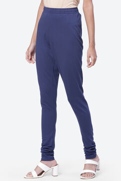 Navy Cotton Solid Churidar image number 2