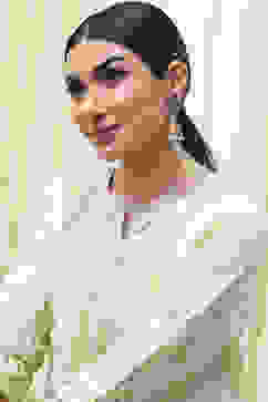 Mint Green Brass Jhumka image number 3