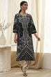 Black Pure Cotton Printed Straight Kurta image number 5