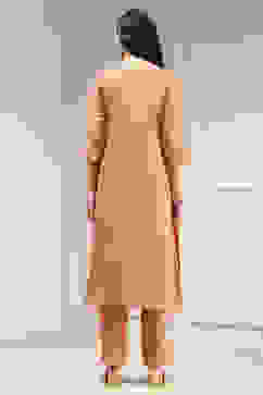 Orange Tissue Applique Unstitched Suit Set image number 5