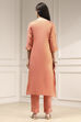 Orange Tissue Applique Unstitched Suit Set image number 5
