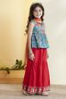 Turquoise & Red Printed Cotton Garara Set image number 4
