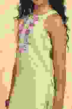 Sea Green Polyester Straight Solid Suit Set image number 1