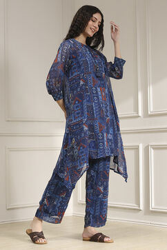 Blue Asymmetric Printed Co-ord Set image number 5