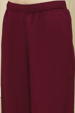 Burnt Orange Viscose Straight Solid Pants image number 1