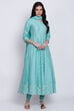 Sky Blue Poly Cotton Anarkali Kurta Churidar Suit Set image number 1