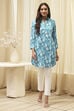Blue Rayon Straight Printed Kurta image number 5