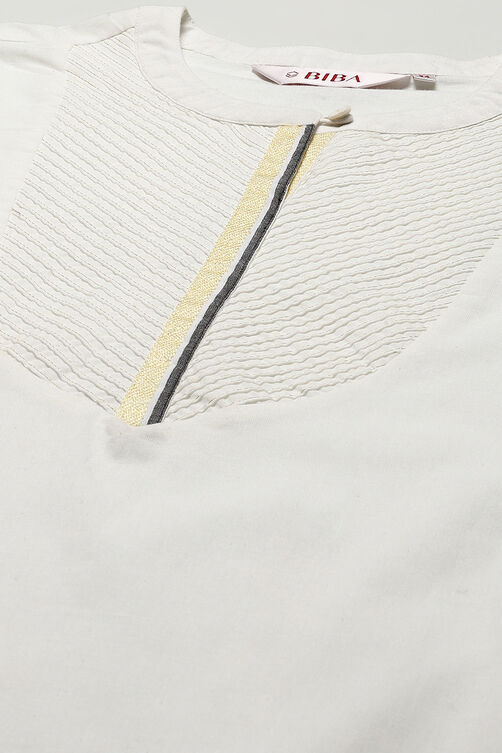 White Chanderi Straight Kurta image number 1