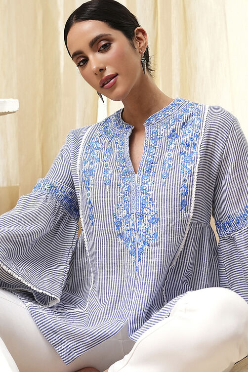 Blue Straight Short Kurta image number 0