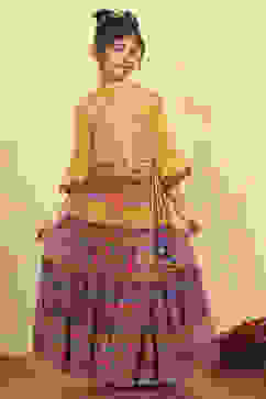 Assorted Polyester Printed Tiered Lehenga Set image number 6