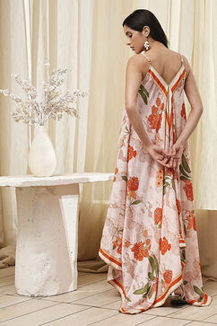 Beige Floral Printed Strappy Relaxed Maxi Dress image number 0