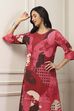 Maroon Cotton Abstract Printed Straight Suit Set image number 6
