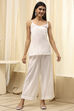 Off White Cotton Straight Embroidered Fusion Set image number 7