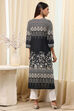 Black Cotton Printed Straight Kurta image number 3