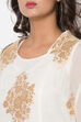 Off White Poly Metallic Cotton Flared Yarndyed Kurta image number 1