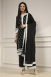 Black Chanderi Embroidered Straight Suit Set image number 6