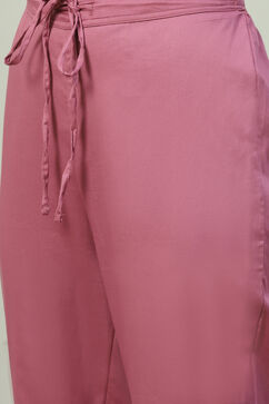 Mauve Straight Kurta Regular Pant Suit Set image number 2