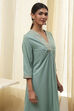 Dull Blue Pure Cotton Gathered Kurta image number 1